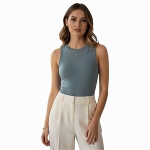 Aritzia Babaton Contour Muscle Bodysuit Slate Grey M Tank Top Thong Bodysuit